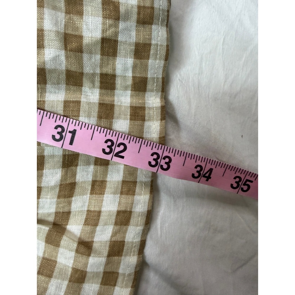 Anthropologie Brown Gingham Smocked Mini Dress Ruffle Button Front Cottagecore M - Picture 5 of 7